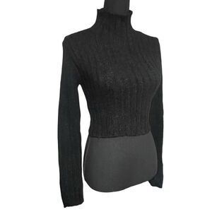 Cotton Candy LA Black Mock Neck Crop Sweater